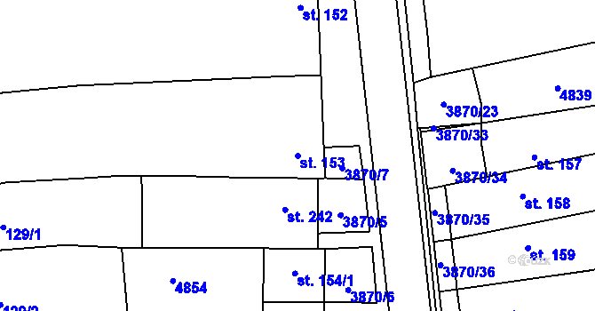 Parcela st. 153 v KÚ Vlachovice, Katastrální mapa