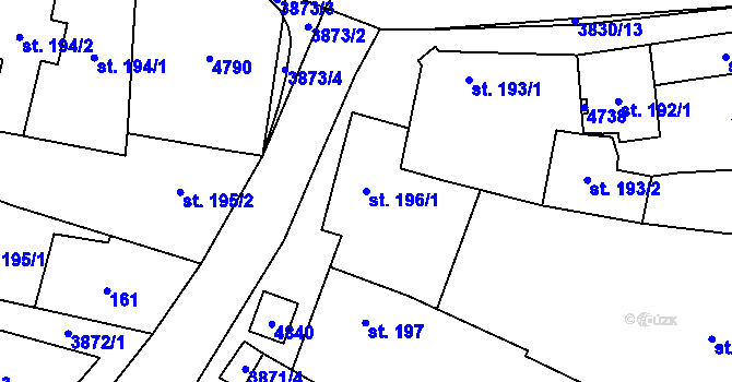 Parcela st. 196/1 v KÚ Vlachovice, Katastrální mapa