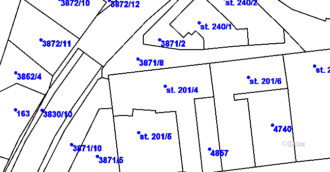 Parcela st. 201/4 v KÚ Vlachovice, Katastrální mapa