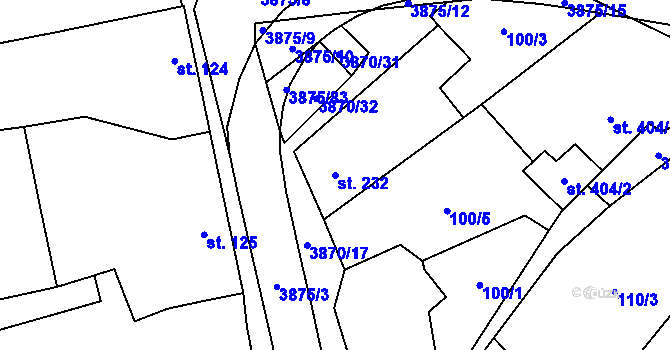 Parcela st. 232 v KÚ Vlachovice, Katastrální mapa