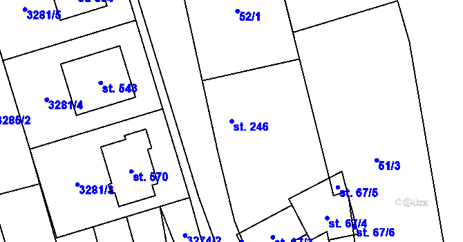 Parcela st. 246 v KÚ Vlachovice, Katastrální mapa