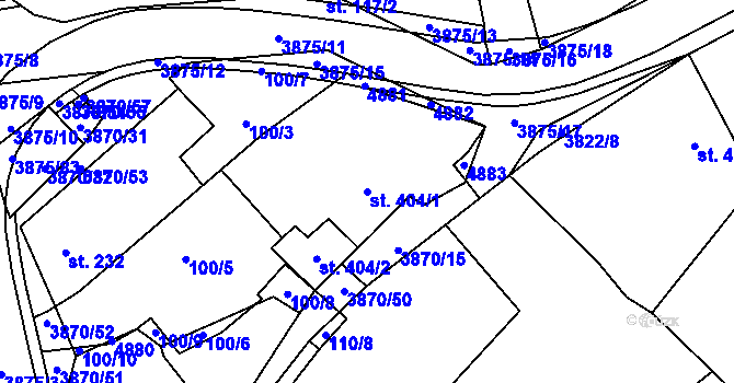Parcela st. 404/1 v KÚ Vlachovice, Katastrální mapa