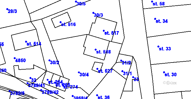 Parcela st. 518 v KÚ Vlachovice, Katastrální mapa
