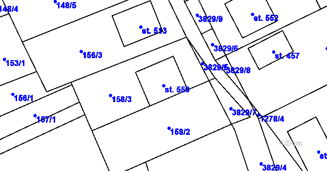 Parcela st. 550 v KÚ Vlachovice, Katastrální mapa