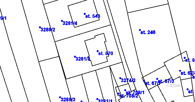 Parcela st. 570 v KÚ Vlachovice, Katastrální mapa