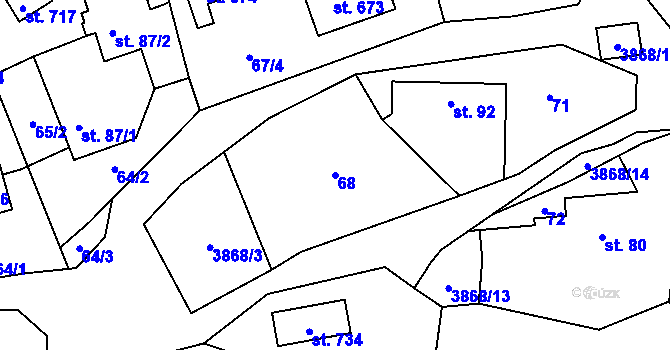 Parcela st. 68 v KÚ Vlachovice, Katastrální mapa