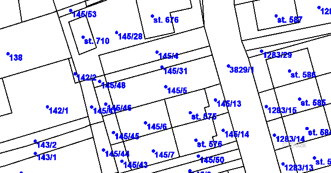 Parcela st. 145/5 v KÚ Vlachovice, Katastrální mapa