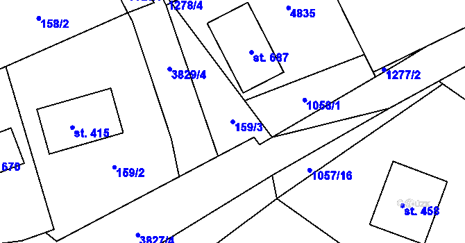 Parcela st. 159/3 v KÚ Vlachovice, Katastrální mapa