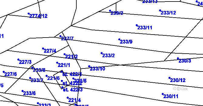 Parcela st. 233/2 v KÚ Vlachovice, Katastrální mapa