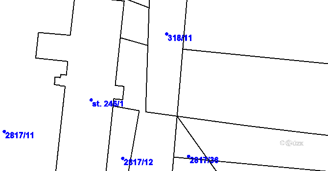 Parcela st. 318/11 v KÚ Vlachovice, Katastrální mapa
