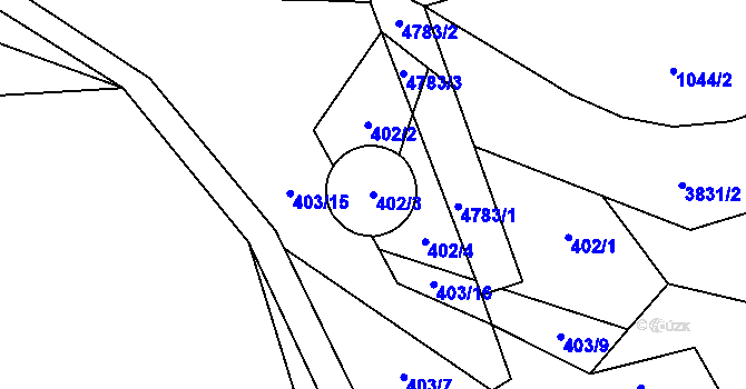 Parcela st. 402/3 v KÚ Vlachovice, Katastrální mapa