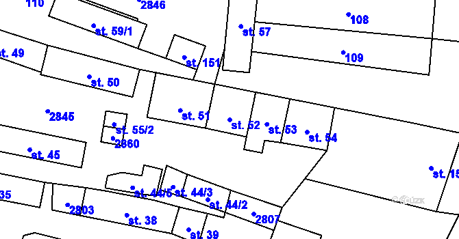 Parcela st. 52 v KÚ Vrbětice, Katastrální mapa