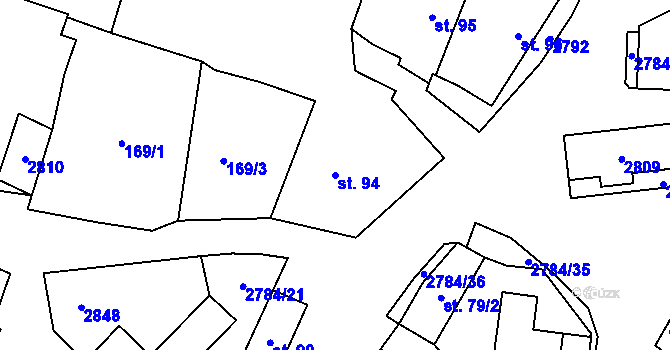 Parcela st. 94 v KÚ Vrbětice, Katastrální mapa