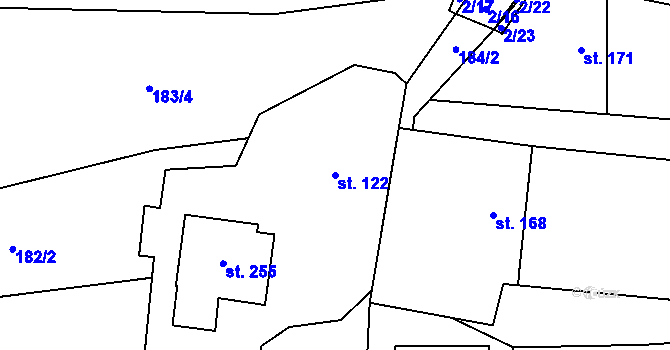 Parcela st. 122 v KÚ Vrbětice, Katastrální mapa