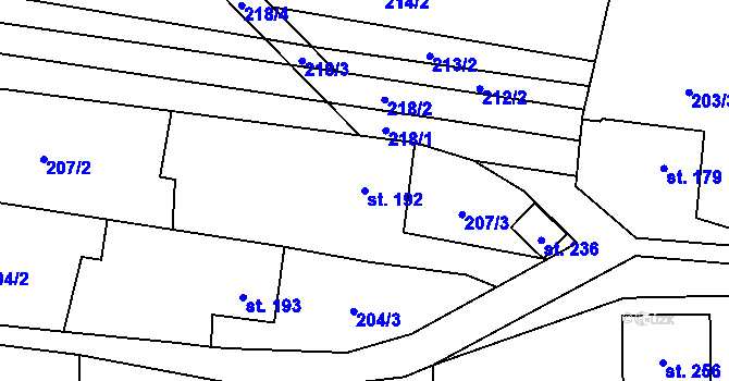 Parcela st. 192 v KÚ Vrbětice, Katastrální mapa