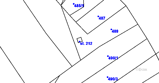 Parcela st. 212 v KÚ Vrbětice, Katastrální mapa