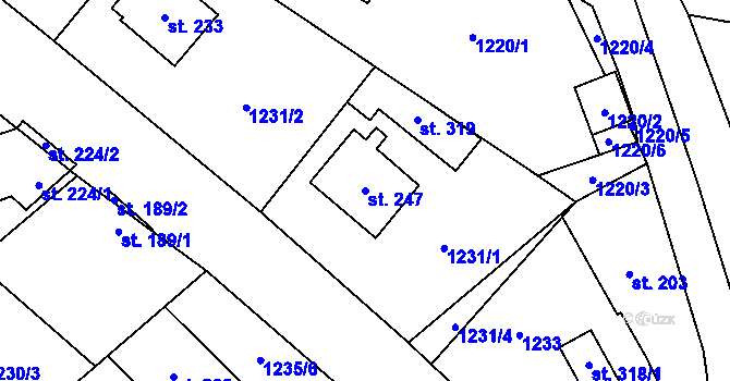 Parcela st. 247 v KÚ Vrbětice, Katastrální mapa