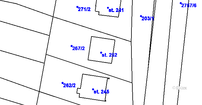 Parcela st. 252 v KÚ Vrbětice, Katastrální mapa
