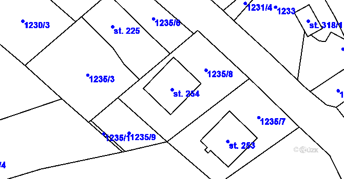 Parcela st. 254 v KÚ Vrbětice, Katastrální mapa