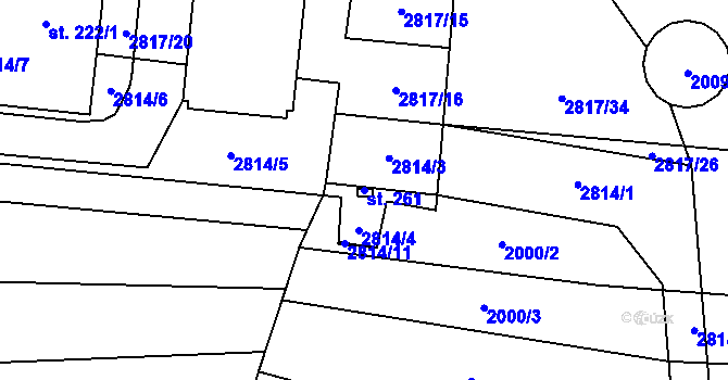 Parcela st. 261 v KÚ Vrbětice, Katastrální mapa
