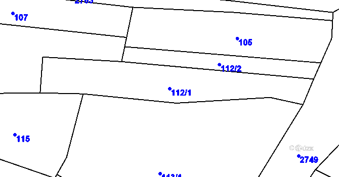 Parcela st. 112/1 v KÚ Vrbětice, Katastrální mapa