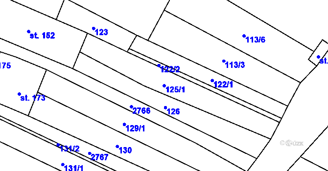Parcela st. 125/1 v KÚ Vrbětice, Katastrální mapa