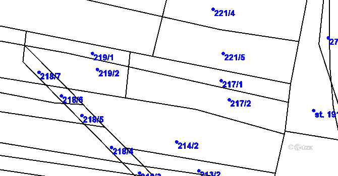 Parcela st. 217 v KÚ Vrbětice, Katastrální mapa