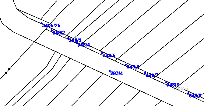 Parcela st. 348/5 v KÚ Vrbětice, Katastrální mapa