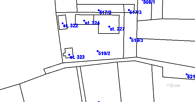 Parcela st. 519/2 v KÚ Vrbětice, Katastrální mapa