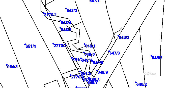 Parcela st. 649/1 v KÚ Vrbětice, Katastrální mapa