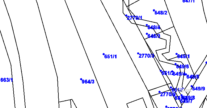 Parcela st. 651/1 v KÚ Vrbětice, Katastrální mapa