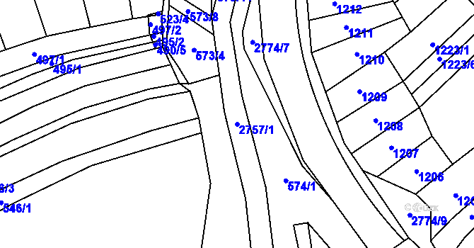 Parcela st. 2757/1 v KÚ Vrbětice, Katastrální mapa