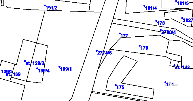 Parcela st. 2774/6 v KÚ Vrbětice, Katastrální mapa