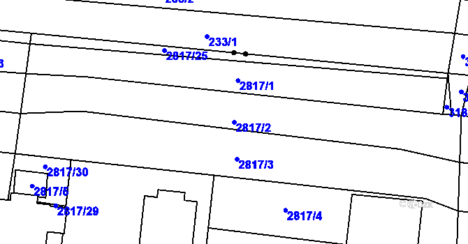 Parcela st. 2817/2 v KÚ Vrbětice, Katastrální mapa