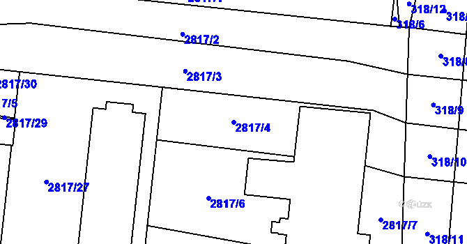 Parcela st. 2817/4 v KÚ Vrbětice, Katastrální mapa