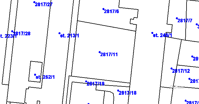 Parcela st. 2817/11 v KÚ Vrbětice, Katastrální mapa
