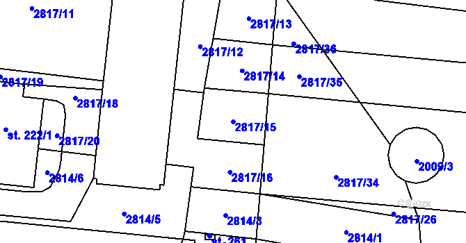 Parcela st. 2817/15 v KÚ Vrbětice, Katastrální mapa