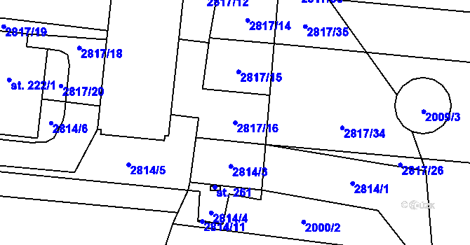 Parcela st. 2817/16 v KÚ Vrbětice, Katastrální mapa