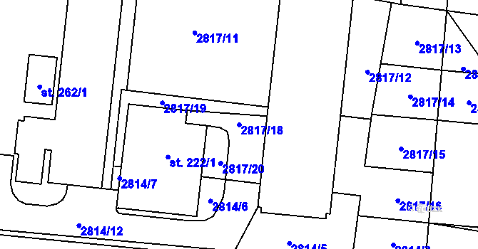 Parcela st. 2817/18 v KÚ Vrbětice, Katastrální mapa