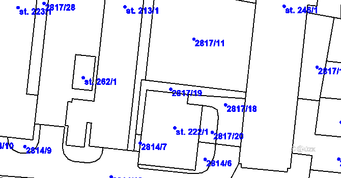Parcela st. 2817/19 v KÚ Vrbětice, Katastrální mapa
