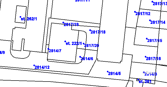 Parcela st. 2817/20 v KÚ Vrbětice, Katastrální mapa