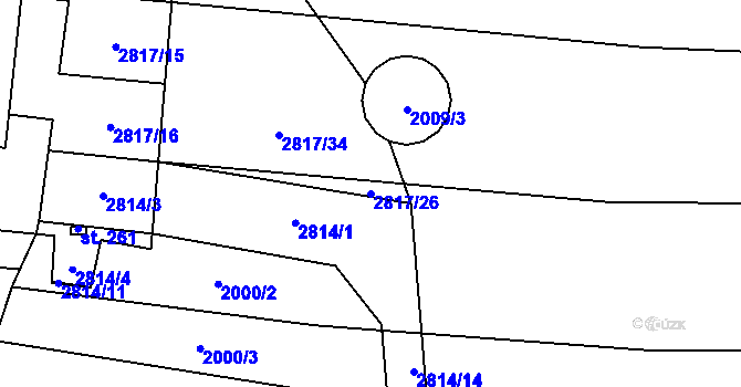 Parcela st. 2817/26 v KÚ Vrbětice, Katastrální mapa