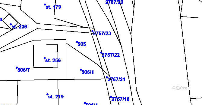 Parcela st. 2757/22 v KÚ Vrbětice, Katastrální mapa