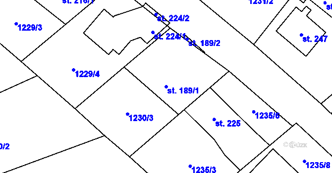 Parcela st. 189/1 v KÚ Vrbětice, Katastrální mapa