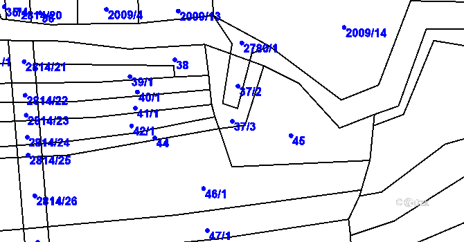 Parcela st. 37/3 v KÚ Vrbětice, Katastrální mapa