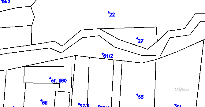 Parcela st. 61/2 v KÚ Vrbětice, Katastrální mapa