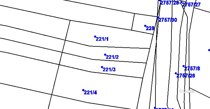 Parcela st. 221/2 v KÚ Vrbětice, Katastrální mapa