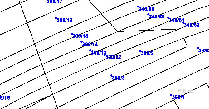 Parcela st. 388/12 v KÚ Vrbětice, Katastrální mapa