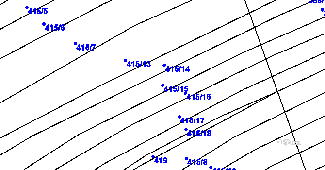 Parcela st. 415/15 v KÚ Vrbětice, Katastrální mapa