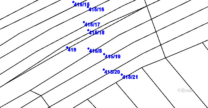 Parcela st. 415/19 v KÚ Vrbětice, Katastrální mapa
